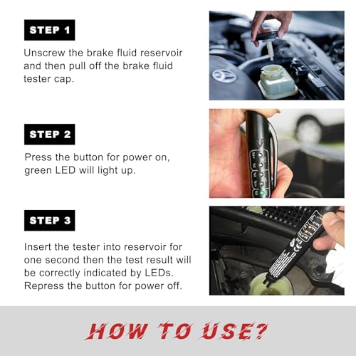Brake Fluid Liquid Tester Pen, DOT 3 DOT 4 DOT 5.1 Brake Diagnostic Testing Pen Tool, Brake Fluid Liquid Oil Analyzer with 5 LED Indicators, Universal Car Accessories (1 PCS) - color: 1 PCS