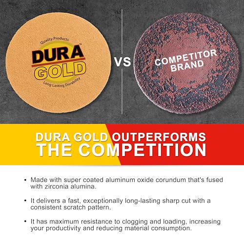 Dura-Gold Premium 6" Gold PSA Sanding Discs - 40 Grit, Box of 25 - Self - size: 40-Grit