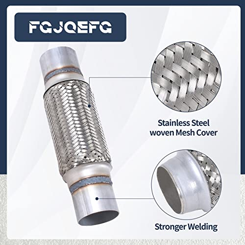 2PCS Exhaust Flex Pipe Stainless Steel Braid 2.5"Inch x 8"Inch w/Ends 12" Inch Long Heavy Duty - size: 2.5"x8"x12"