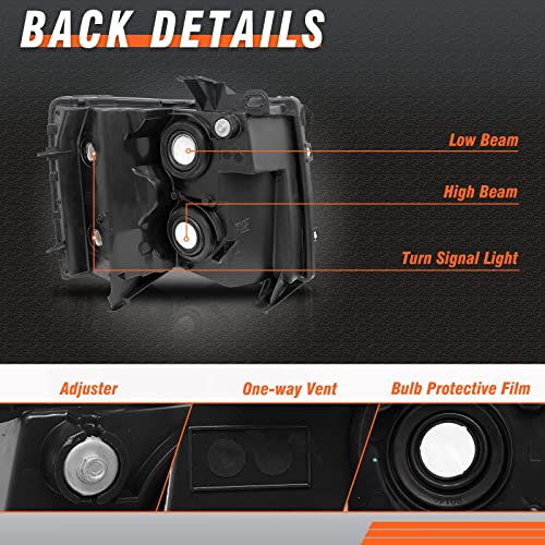for 2007-2014 Chevy Silverado Headlights Chrome Housing - color: A-Chrome Housing Amber Reflector