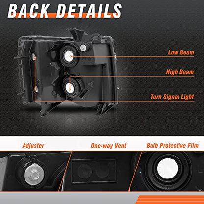 for 2007-2014 Chevy Silverado Headlights Chrome Housing - color: A-Chrome Housing Amber Reflector