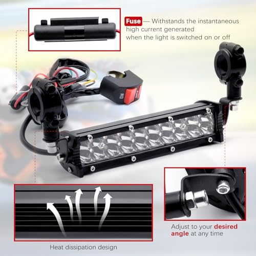 Dirt Bike Light Bar, 60W 2500LM Motorcycle Headlight Bar Kit Switch