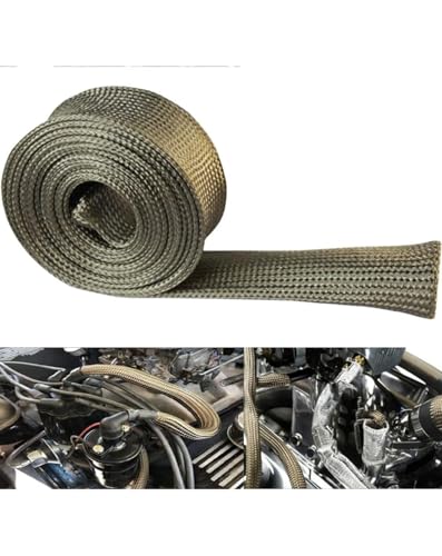 Fuel Line Heat Shield Wire Heat Shield Heat Shield Sleeve Auto Hose Spark Plug Wire Heat Shield diesel heater exhaust sleeve 2500 Degree for Car&Auto Wire Loom Brake Cable (3/4"IDX10',Titanium) - color: Titanium, size: 3/4" ID X 10'
