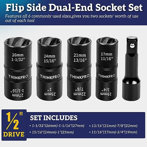 Flip Lug Nut Removal Tool, 5 Piece Wheel Lock Remover Kit