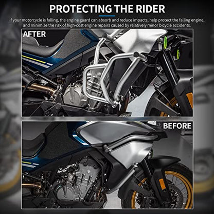 for CF-Moto 800MT MT800 MT 800 MT CF800MT 2021 2022 2023 Motorcycle Engine Guard Bumper Highway Crash Bars Stunt Cage Frame Falling Body Protector Kit Gas Tank Protection 21-23 (Silver)