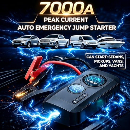 Portable Car Battery Jump Starter with Air Compressor