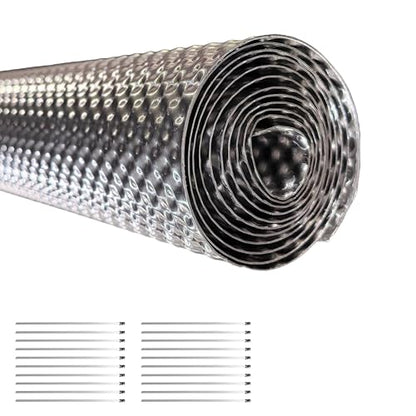 Exhaust Heat Shield Automotive 15"x59", 0.5mm Embossed Aluminum Heat Shield Kit with 20 Stainless Steel Zip Ties Cable Metal for Car Muffler Exhaust Wrap Heat Pipe High Temp Thermal Barrier - size: 15" x 59"