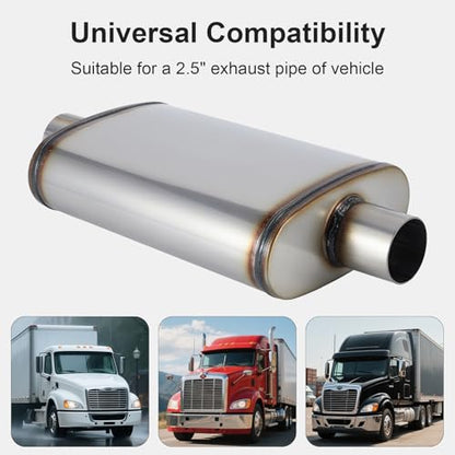 Exhaust Muffler Universal 409 Stainless Straight-Through Performance Muffler for Cars Trucks, 2.5" Inlet/Outlet, Overall Length 20" - size: 2.5" Inlet/Outlet