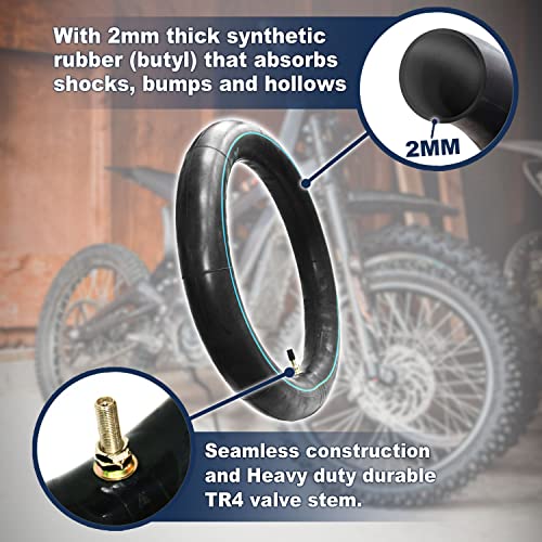 PIVOTRAX 70/100-19 (2.75/3.00-19, 80/100-19) 19" Heavy Duty E-Bike Electric Dirt Bike Inner Tube - 2 mm Thickness-TR4 Valve- Fits Most 3.00-19 MX Tires, Surron LightBee X, UltraBee, Talaria, EridePro - size: 70/100-19 (2.75/3.00-19)