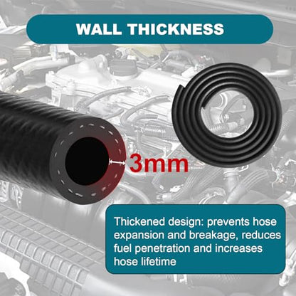 Eunice 3/8 Inch（10mm) ID Fuel Line Hose, 10 FT NBR Rubber Hose - size: 3/8" ID 10FT
