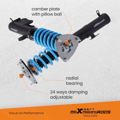 maXpeedingrods Coilover for Subaru Legacy 2015-2019, for Subaru Outback 2015-2019, 24 Levels Damper Adjustable Coilovers Suspension Kit Strut, Height Adjustable T6 Upgraded Lowering Kits Blue