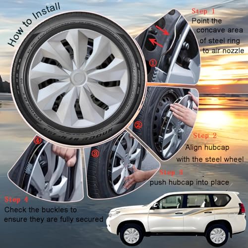 16 inch Hubcaps ABS Replacement for Steel Wheel（Non-Alloy） Snap-on Set of 4 - color: BK-Red-Black, size: 16-inch