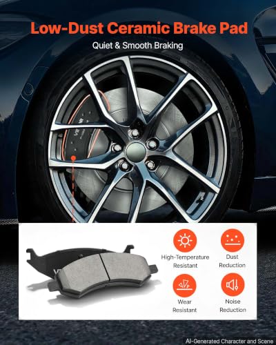 VEVOR Front & Rear Brake Kit Ceramic Brake Pads & Hollow Brake Rotors Kit - size: R-53005 + R-53006