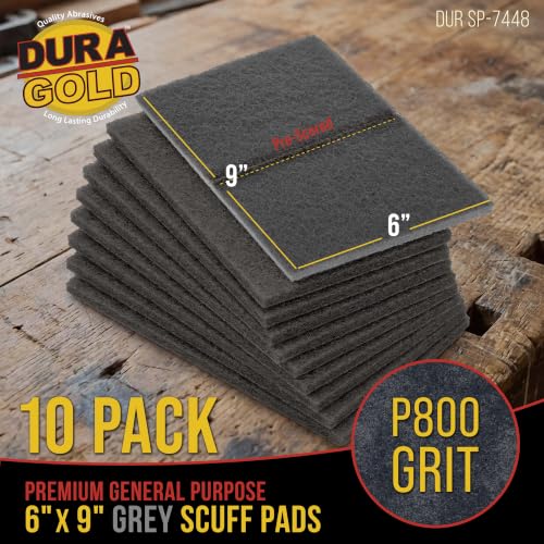 Dura-Gold 6" x 9" Gray Ultra Fine General Purpose Scuff Pads, Box of 10 - color: Gray