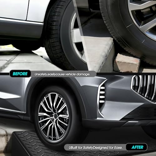 DNA Motoring 2pcs 5.3" Rise Rubber Curb Ramp Heavy Duty Loading Driveway Ramp Threshold Ramp 19.5" W x 13.6" D x 5.3" H for Loading Dock, Warehouse, Motorcycles, Cars, TOOLS-00646 - style: 5.3 in 2pcs
