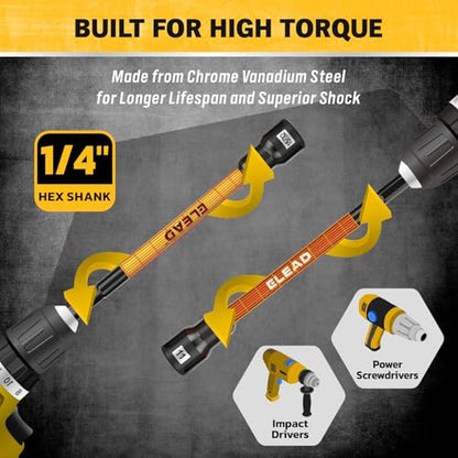 Magnetic Nut Driver Bit Set, 35-Piece Extra Long Nut Driver Set for Impact Drill, Metric & SAE, PH1 & PH2 Screwdriver Bits 1/4 Drive Shank Adapter Extension, Durable for Professional Projects - color: 35-piece Nut Driver Set