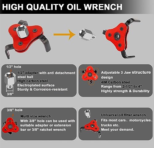 Oil Filter Wrench Set, Adjustable Oil Filter Pliers Set (6Pcs) - size: 6 Pack - Black & Red