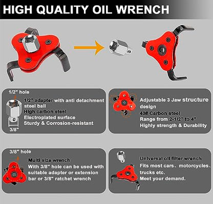 Oil Filter Wrench Set, Adjustable Oil Filter Pliers Set (6Pcs) - size: 6 Pack - Black & Red