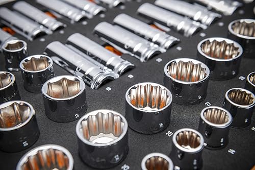 GEARWRENCH 67 Pc 1/2” Drive Master Metric Chrome Socket Set | GWMSSKT12MM - style: 1/2" Chrome Sockets