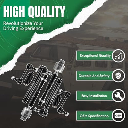8pc Inner Outer Tie Rod Sway Bar Compatible with Ford Edge, Fit for Lincoln MKX 2007 2008 2009 2010 2011 2012 2013 2014 2015#OE K750159 ES800474 EV800576 ES800473 - size: 8Pcs Tie Rod End Link