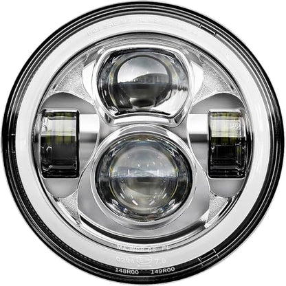 7 inch Motorcycle LED Headlight w/DRL fit for Harley Street Glide, Chrome - color: Chrome