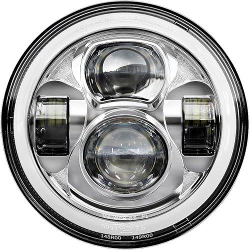 7 inch Motorcycle LED Headlight w/DRL fit for Harley Street Glide, Chrome - color: Chrome
