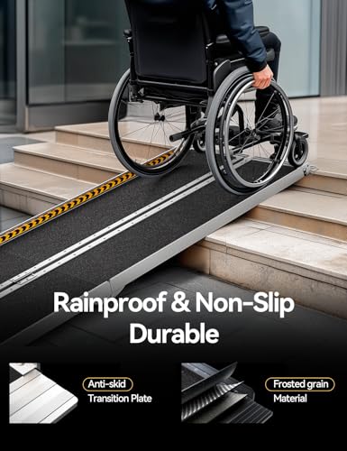 FACHNUO 10FT Portable Wheelchair Ramp for Home Steps, with Support Legs - size: 10FT(Using height 10-30'')