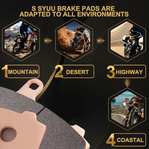 S SYUU Sintered Metal Motorcycle Front Rear Brake Pads Compatible with Kawasaki EX 250 R Ninja 250 R 2008-2012 EX 300 Ninja 300 2013-2016 EX 400 Ninja 400 Z 400 2018-2024 Z 250 SL 2015-2017 FA197FR