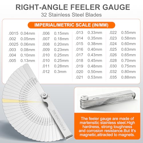 2Pcs Feeler Gauge Set,Premium Straight & Angled Feeler Gauges Kit