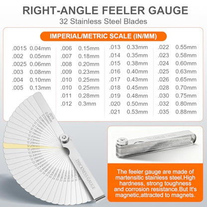 2Pcs Feeler Gauge Set,Premium Straight & Angled Feeler Gauges Kit
