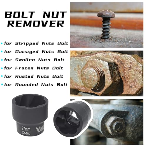 22 Pcs Bolt Nut Extractor Set, 1/2" and 3/8" Drive Wheel Lock Removal Kit - color: Blue Case, size: 22 Pcs