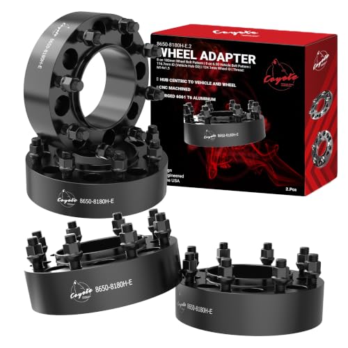 Wheel Accessories Parts 4 Pcs Wheel Adapters 8 on 6.50 2.00 Thick 116.7mm Hub M14x1.5 Thread Stud Fits Adapts 2011+ Silverado Sierra 2500 3500 Wheels to 99-2010 2500 3500 Single Rear Wheels (SRW) - size: 8x6.5 to 8x180, style: 2.00" Alum (4 Pack)