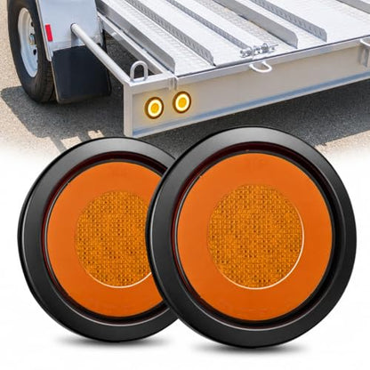 Nilight Trailer Tail Lights 2PCS 4Inch Round 32LED Amber Halo Ring Grommet - color: Amber 2Pcs 32Led, size: 4 Inch
