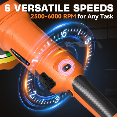 1200W 6" Rotary Buffer, 2500-6000RPM, Detach Handle, Car/Boat Sand & Wax - color: Orange & Black