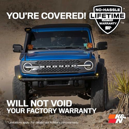 K&N Cold Air Intake System: High-Flow Air Filter, Increase Performance & Towing: Compatible with 2021-2024 FORD: Bronco, 63-2619