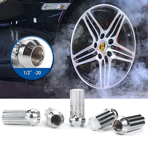 GAsupply 1/2-20 Lug Nuts Chrome, 2" 50mm Tall Cone Seat, 20Pcs+1 Key - color: Silver, size: 1/2"-20, style: 20 Pack- 2" Tall