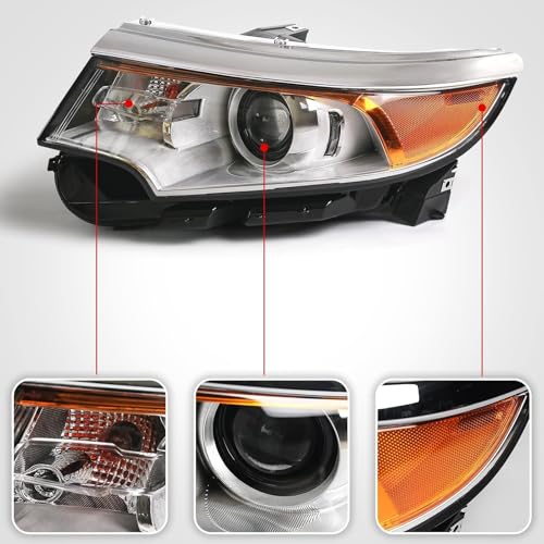 FIONE Halogen Headlight Assembly for Ford Edge 2011 2012 2013 2014 LH - color: Left/Driver