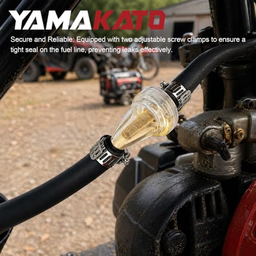 YAMAKATO 2PCS 3/16 Inline Copper Scooter Clear Fuel Filters - size: 2 filters + no fuel line + 2 clamps