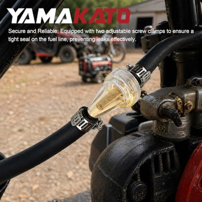 YAMAKATO 2PCS 3/16 Inline Copper Scooter Clear Fuel Filters - size: 2 filters + no fuel line + 2 clamps
