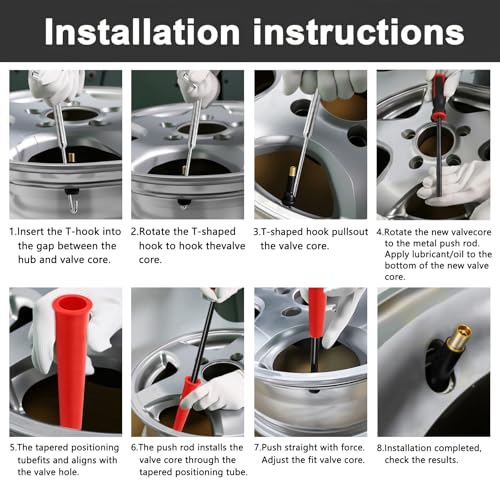 36PCS Heavy-Duty Metal Hook Valve Stem Tool Kit - No Tire Removal, Quick Leaky Valve Replacement, Longer Puller for Pressure Check - Durable for Cars, Motorcycles, ATVs