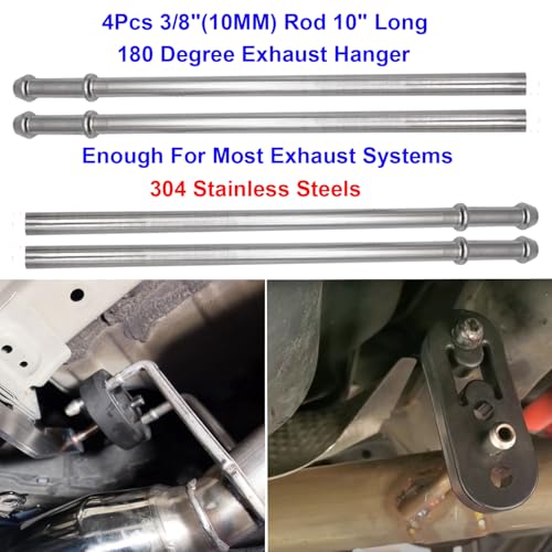 16PCS Exhaust Hanger 304 Stainless Steel 3/8"(10MM) Rod Rubber Hanger Set - size: 16PCS 304 Stainless Steel Hanger Rod With Rubber