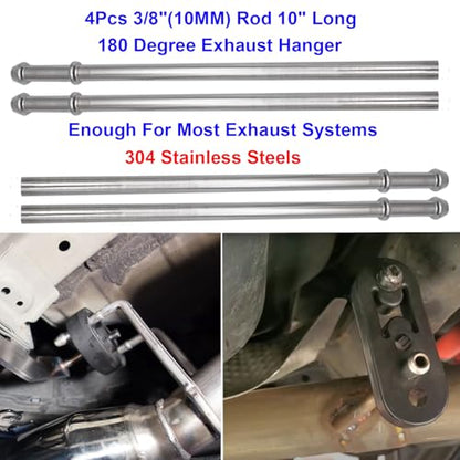 16PCS Exhaust Hanger 304 Stainless Steel 3/8"(10MM) Rod Rubber Hanger Set - size: 16PCS 304 Stainless Steel Hanger Rod With Rubber