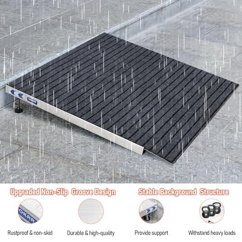 Adjustable Threshold Ramp for Doorways, 36" L×36" W & 3.2-7.1" Height - size: 36" x 36" & 3.2-7.1" Rise Adjustable