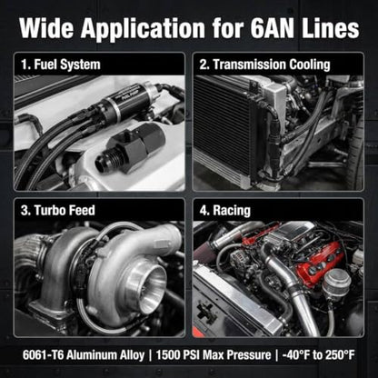 8AN Male Flare to -8 Female Swivel Fuel Pressure Take Off Fitting with 1/8" NPT Gauge Port, CNC Machined Anodized Black, for E85 Gasoline Methanol Racing Fuel Systems - size: AN8 with 1/8 NPT Port