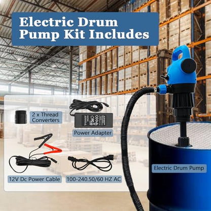 120 AC/12V DC Electric Drum Barrel Pump 55 Gallon Barrel Fuel Deliver Pumps