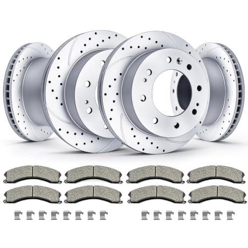Acinoparts Front and Rear Brake Kit for 2011-2019 Chevy Silverado 2500 HD - size: ABK5519155192