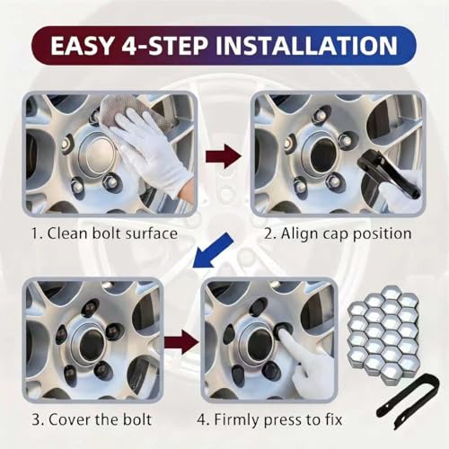 20PCS Lug Nut Covers, 21mm Car Hexagonal Wheel Bolt Covers Caps with Removal Tool, Dustproof Anti-Rust Auto Hub Screw Bolt Head Tire Protector, Universal Lug Nut Cap for Car SUV Truck (Silver) - color: Silver #21mm