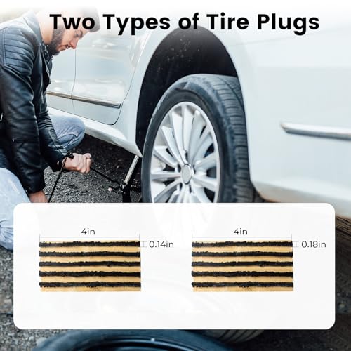 ETENWOLF Flat Tire Repair Kit with Plugs 16 Pcs, Heavy Duty Tire Plug Kit - color: Grey