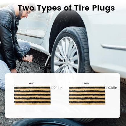 ETENWOLF Flat Tire Repair Kit with Plugs 16 Pcs, Heavy Duty Tire Plug Kit - color: Grey