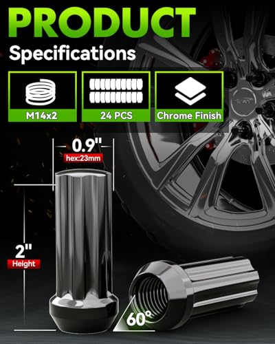 24PCS M14x2 Spline Lug Nuts Black for 2004-2014 Ford F150 Expedition - size: M14x2, style: 24pcs-2003-2014 F150/Expedition
